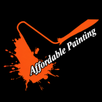 Orange paintbrush with paint splatter and "Affordable Painting" text on black background